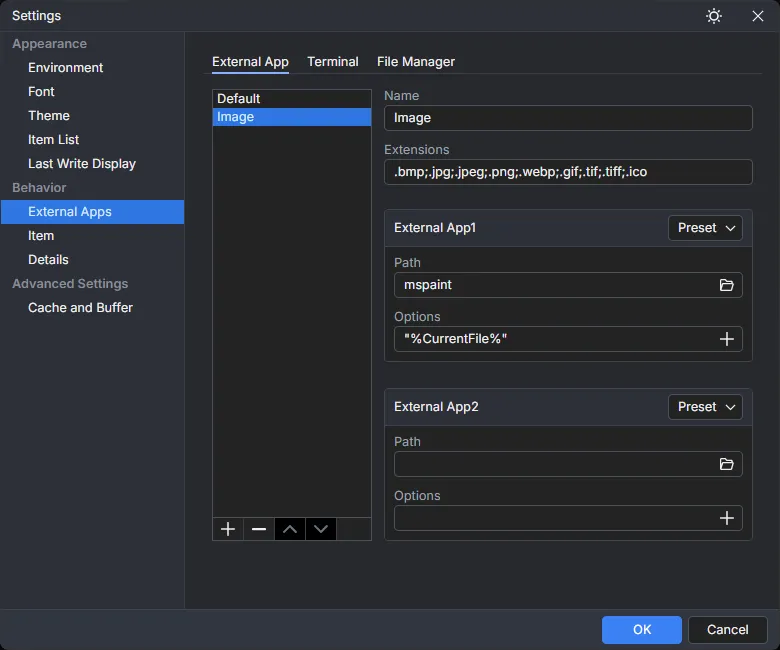 External App for extensions